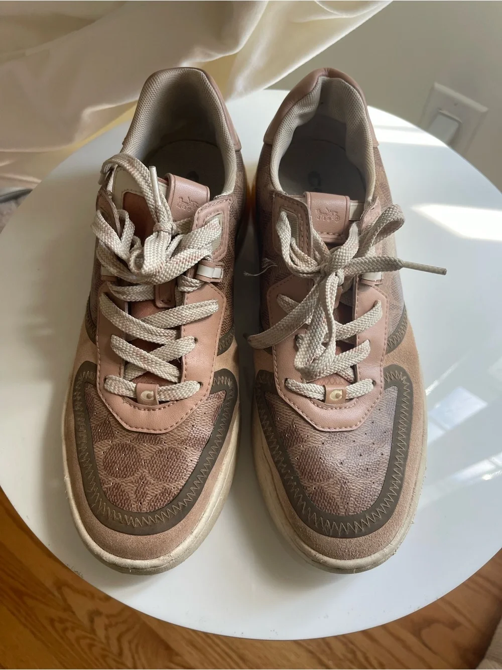 Coach Pink and Tan City Sole Sneakers